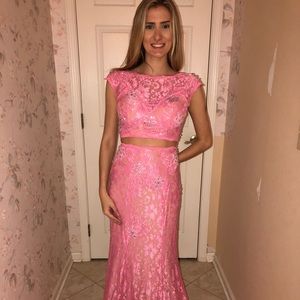 Jovani Bubblegum pink lace gown! Worn once!